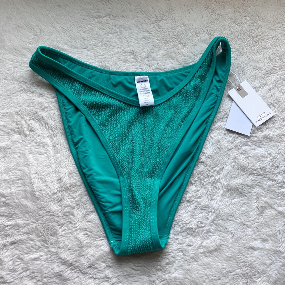 Good American Always Fits Bikini Bottoms Jade Green Textured High Leg 2XL/3XL